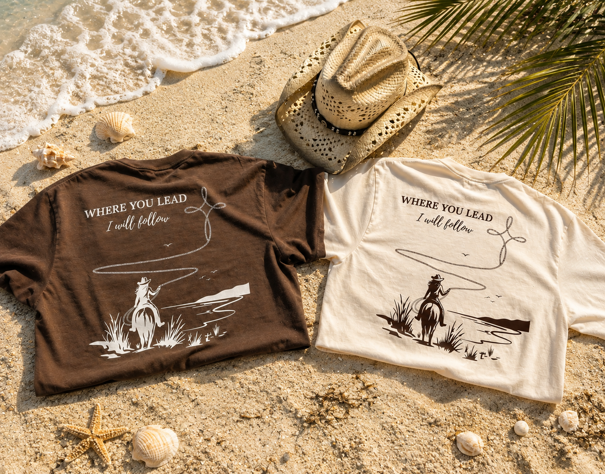 Where You Lead Tee Ivory (Coastal Cowgirl)