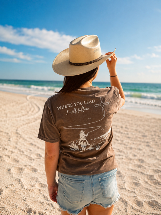 Where You Lead Tee Espresso (Coastal Cowgirl)